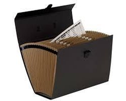 Bankers Box Aktetas met Harmonicamap – 19 Vakken – Document Organizer A4 – Met Handgreep & Sluiting – Zwart/Blauw