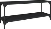 vidaXL - Tv-meubel - 100x33x41 - cm - bewerkt - hout - en - staal - zwart