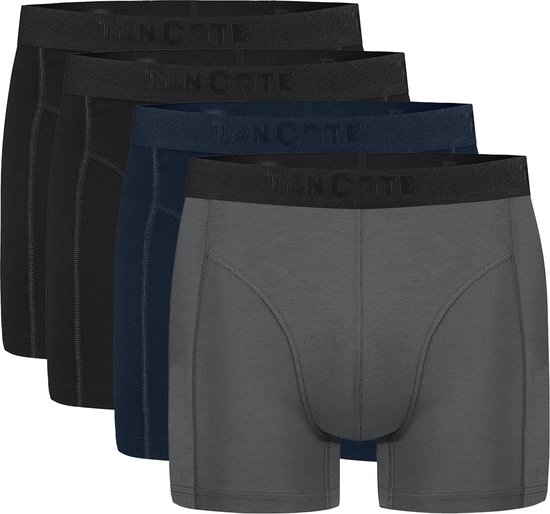 ten Cate Basics men shorts en viscose de bambou (pack de 4) - boxers pour hommes longueur normale - noir - bleu et gris - Taille: XL