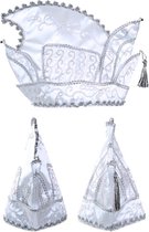 Prins Carnaval steek muts wit - prinsenmuts raad van elf zilver prinsensteek