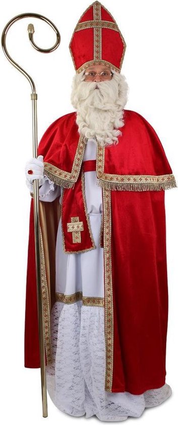 Luxe Sinterklaas kostuum pak sint rood wit goud - habijt mantel mijter stola  cape... | bol.com