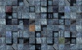 Wood Blocks Texture Dark Grey Photo Wallcovering