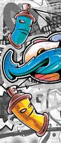 Deursticker Muursticker Graffiti | Blauw, Grijs | 91x211cm
