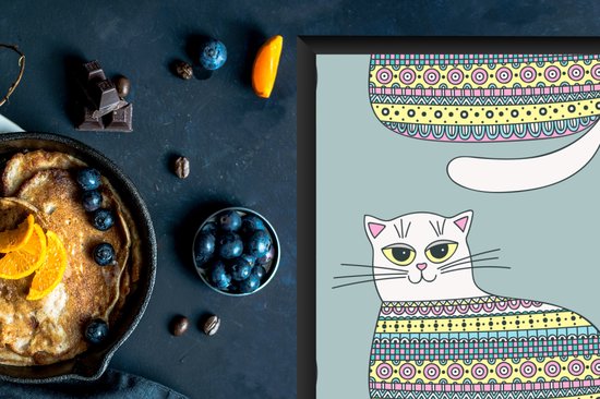 KitchenYeah® Inductie beschermer 81.6x52.7 cm - Meisje - Katten - Trui - Patronen - Girl - Kids - Kinderen - Meiden - Kookplaataccessoires - Afdekplaat voor kookplaat - Inductiebeschermer - Inductiemat - Inductieplaat mat