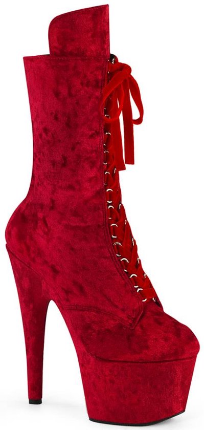 Pleaser Platform Bottes femmes, Chaussures de pole dance -45 Chaussures- ADORE-1045VEL US 14 Rouge