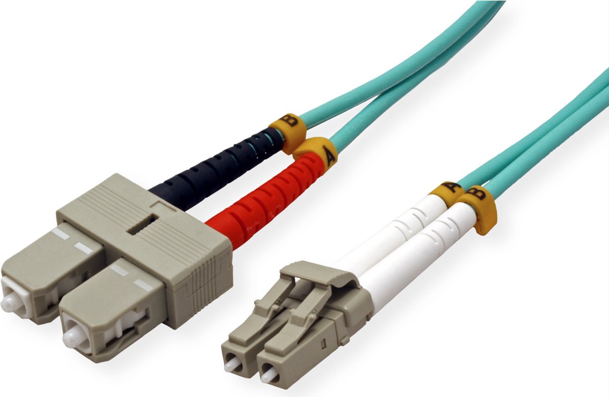 VALUE F.O. kabel 50/125µm OM3, LC/SC, turkoois, 5 m