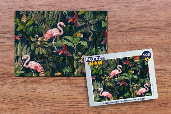 Puzzle Animaux de la Jungle - Modèle - Enfants - Flamingo Rose - Perroquet - Kids - Puzzle - Puzzle 500 pièces