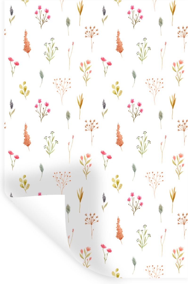 Muurstickers - Sticker Folie - Bloemen - Pastel - Patronen - 80x120 cm - Plakfolie - Muurs