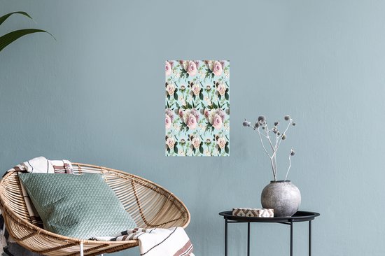 Stickers Stickers muraux - Fleurs - Roses - Pastel - 20x30 cm - Feuille adhésive