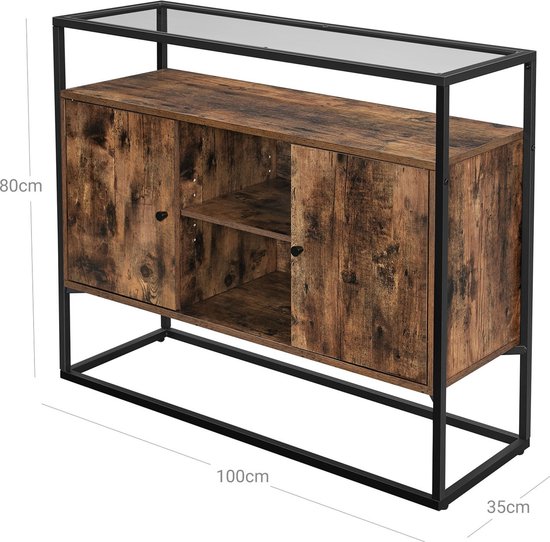 FineBuy console FineBuy Sheesham massief hout/metaal 90x76x36 cm hal tafel | Dressoir salontafel smal | Design bureau modern