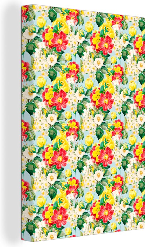 Tableau sur toile Fleurs - Pastel - Couleurs - 90x140 cm - Décoration murale