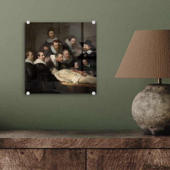 Peinture sur verre - La leçon d'anatomie du Dr. Nicolaes Tulp - Peinture de Rembrandt van Rijn - 20x20 cm - Peintures sur Verre Peintures - Photo sur Glas