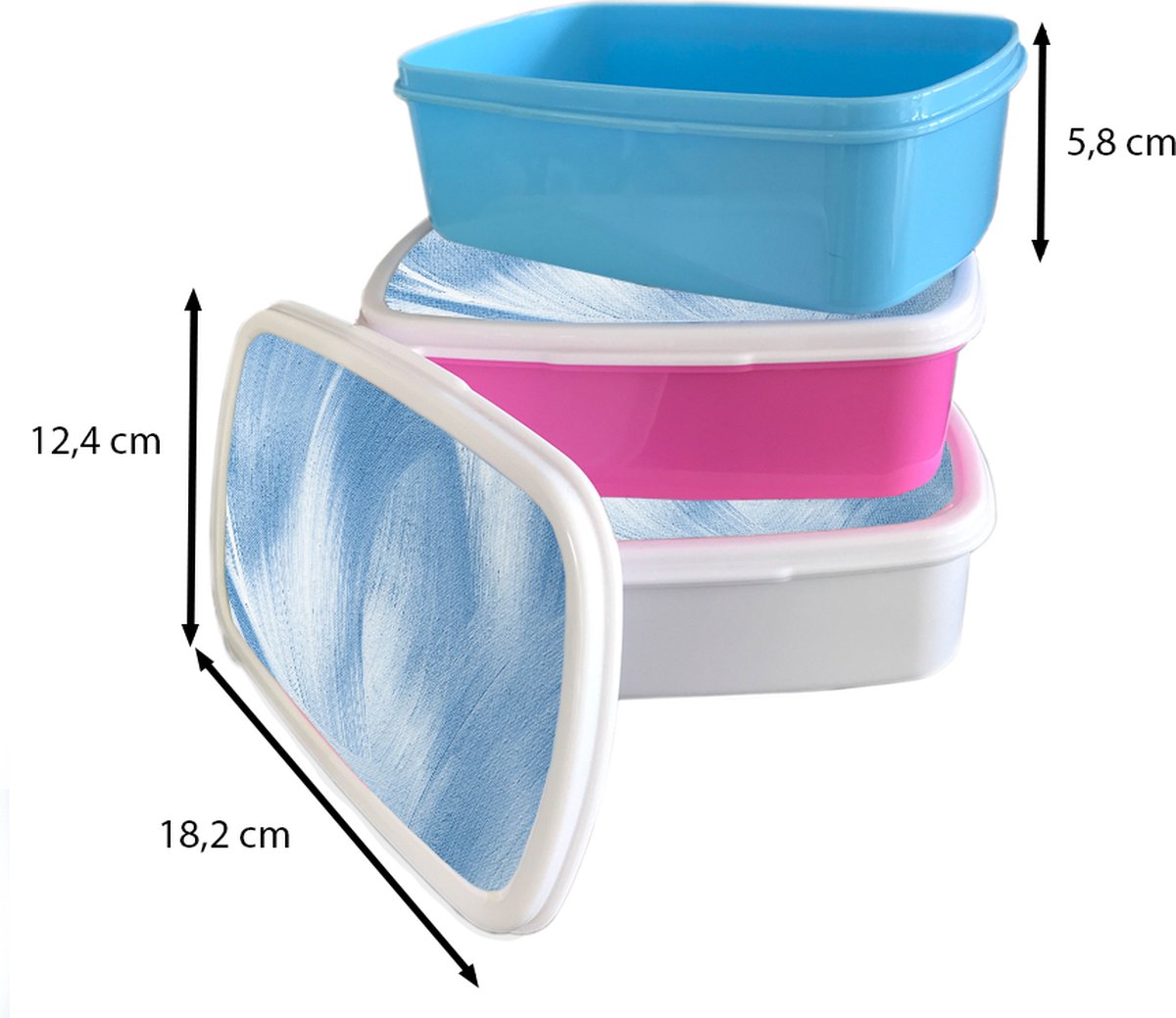 Broodtrommel Roze - Lunchbox - Brooddoos - Blauw - Acrylverf - Design - 18x12x6 cm - Kinderen - Meisje