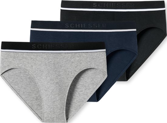 SCHIESSER Cotton Essentials supermini slips (3-pack), donkerblauw
