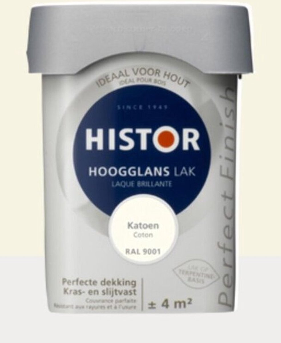 Histor Perfect Finish Lak Hoogglans 2,5 liter - Katoen (Ral 9001) – foto 5