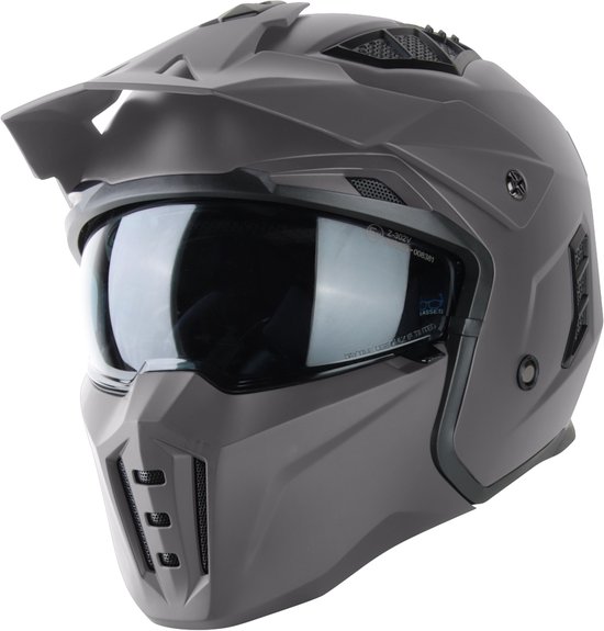 VINZ Kioto Streetfighter Helm / Jethelm / Scooterhelm / Motorhelm - Titanium