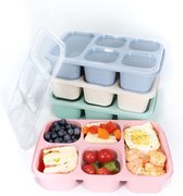 4 stuks meal prep boxen, bento box met 5 vakken, broodtrommel voor kinderen met vakken, herbruikbare lunchbox voor volwassenen, vaatwasser- en magnetronbestendig