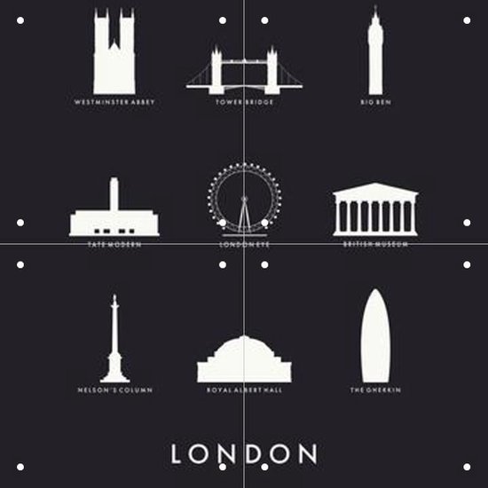 IXXI London Architecture black - Wanddecoratie - Landen - 40 x 40 cm