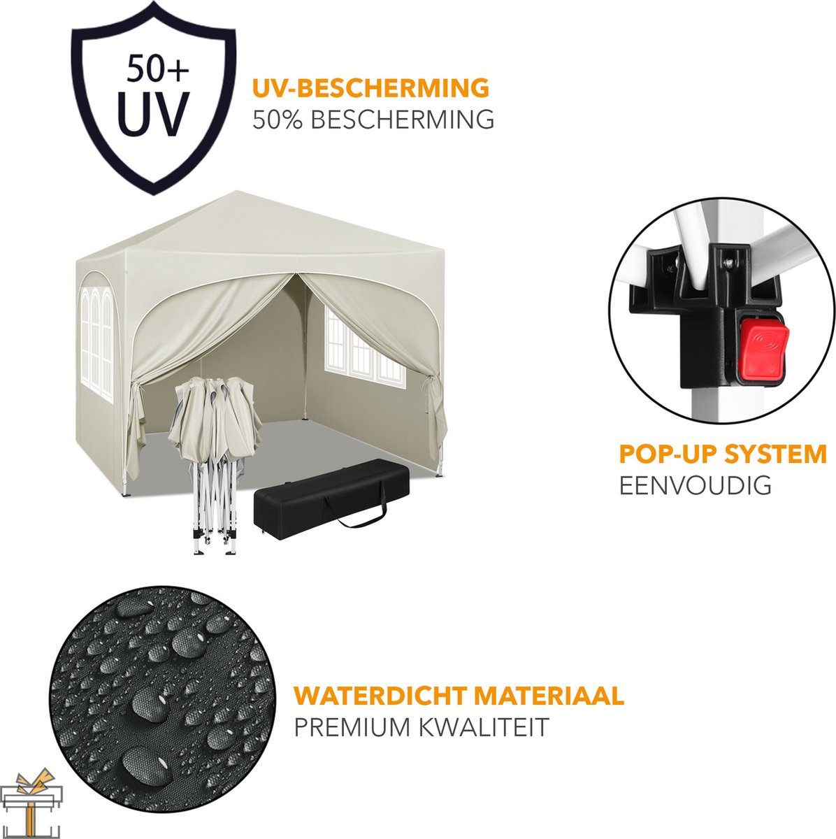Partytent 3x4.5m easy up Huren - Partytentverhuur Hoofddorp