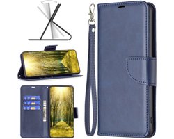 MobyDefend Hoesje - Geschikt voor Motorola Edge 40 Pro - Wallet Book Case Met Koord - Blauw