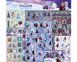 foto van Disney Frozen Totum super sticker set XL 7 sticker vellen met spelletjes - incl. metallic en 3D puffy stickers met Frozen thema Anna Elsa prinsessen 38 x 36 cm creatief knutselen stickeren