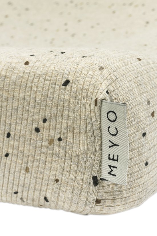 Meyco Baby Rib Mini Spot aankleedkussenhoes - sand melange - 50x70cm — afbeelding 2