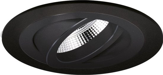 Modena - Inbouwspot Zwart Rond - Kantelbaar - 1 Lichtpunt - Ø 92mm