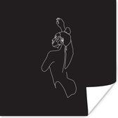 Illustration femme dansante sur fond noir poster papier 30x30 cm - Tirage photo sur poster (décoration murale salon / chambre)
