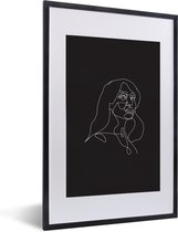 Photo dans le cadre - l' art illustration d'une Line femme confiante sur un cadre photo fond noir noir avec monture 40x60 40x60 cm - affiche dans le cadre (Décoration murale salon / chambre à coucher)