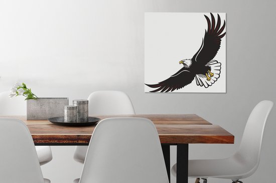 Peinture sur toile dessin d'un aigle planant - 50x50 cm - Décoration murale