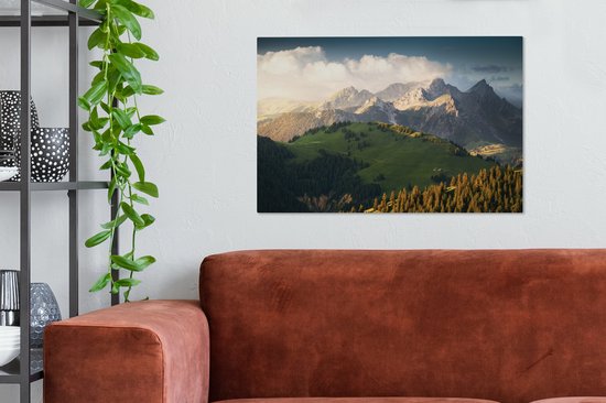 Tableau sur toile Vue sur les Alpes suisses - 90x60 cm - Décoration murale