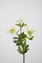 Kunstbloem - helleborus - topkwaliteit decoratie - 2 stuks - zijden bloem - wit - 64 cm hoog