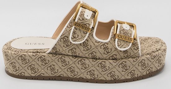 GUESS Dista sandaal met hak voor dames, Beige Bruin 210, 37.5 EU