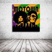 Motown Pop Art Poster in lijst - 90 x 90 cm en 2 cm dik - Fotopapier Mat 180 gr Framed - Popart Wanddecoratie inclusief lijst