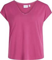 Vila VIMODALA DETAIL V-NECK SS TOP - Magenta Pink