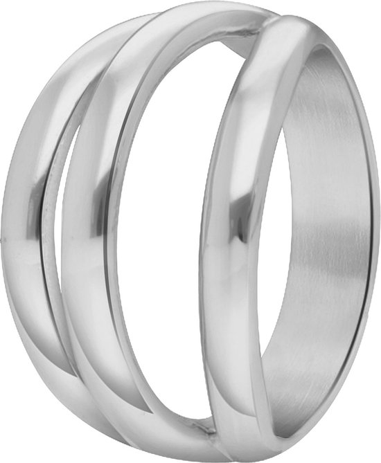 Lucardi Dames Ring Aglae - Ring - Cadeau - Moederdag - Staal - Zilverkleurig