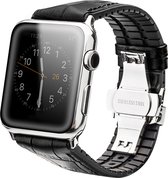Qialino Leren patroon bandje Apple Watch series 1-7 voor 38-40-41 mm - Zwart