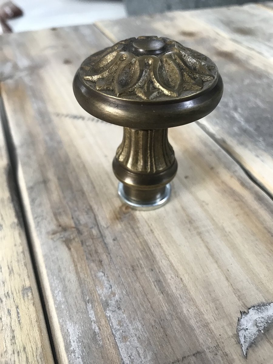 Kleine messing deurknop, voor de huisdeur, antiek-look, prachtig! (vaste knop)