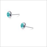 Aramat jewels ® - Aramat jewels-oorbellen-zirkonia- zweerknopjes-licht blauw- chirurgisch staal- 6mm-zilverkleurig
