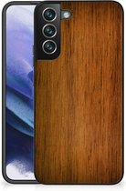 Joli étui idéal comme cadeau Vaderdag Coque pour smartphone Samsung Galaxy S22 Pro avec bord noir en bois foncé