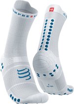 Compressport Pro Racing Socks v4.0 Run High White/Fjord Blue - Hardloopsokken