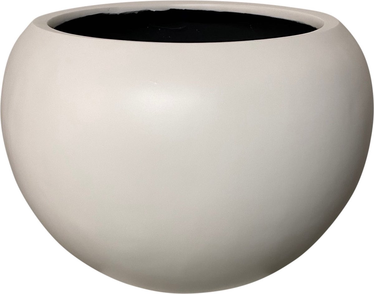 bloempot globe fiberstone mat wit doorsnede 60 cm voor binnen en buiten