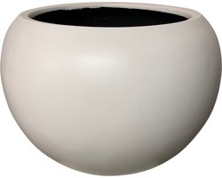 bloempot globe fiberstone mat wit doorsnede 60 cm voor binnen en buiten