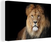 Canvas Schilderij Een leeuw weergegeven op een zwarte achtergrond - 120x80 cm - Wanddecoratie