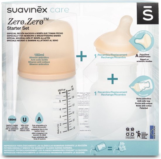 Suavinex Zero.Zero 180ml A Flow Starterset SXZBRF067409 — afbeelding 4