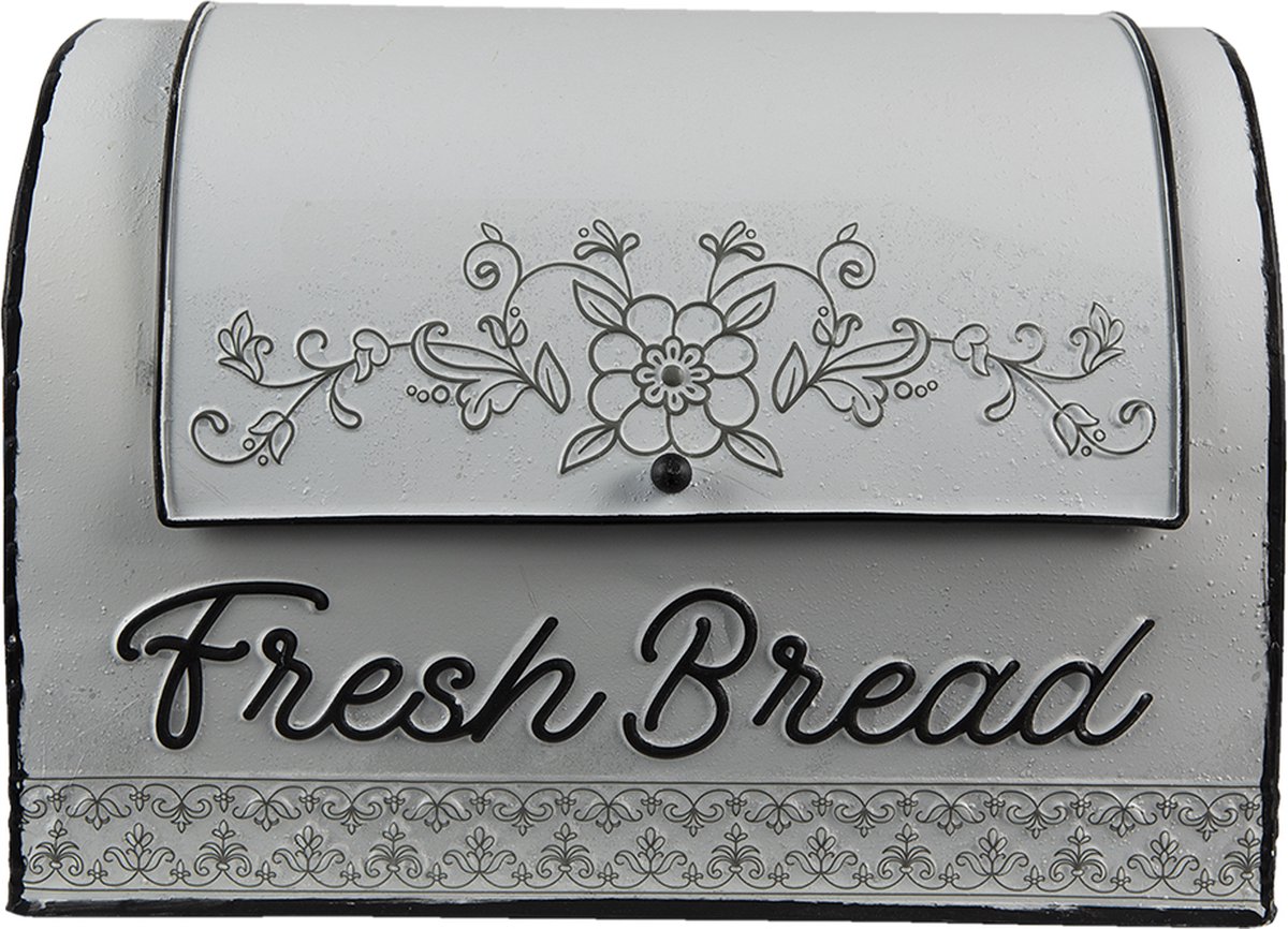 Clayre & Eef Opbergdoos 30x20x20 cm Wit Bruin Metaal Bloemen