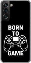 Geschikt voor Samsung Galaxy S22 Plus hoesje - Gamen - Quotes - Controller - Born to game - Zwart - Wit - Siliconen Telefoonhoesje