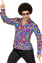 Widmann - Hippie Kostuum - Jaren 70 Prins Van De Dansvloer Shirt Man - Multicolor - Small / Medium - Carnavalskleding - Verkleedkleding