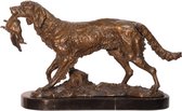 Bronzen sculptuur - Hond met prooi - Gedetailleerd beeld - 28 cm hoog
