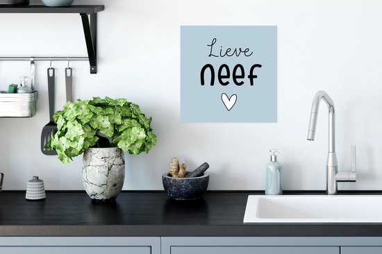 Poster Neef - Tekst - Blauw - Pastel - 30x30 cm